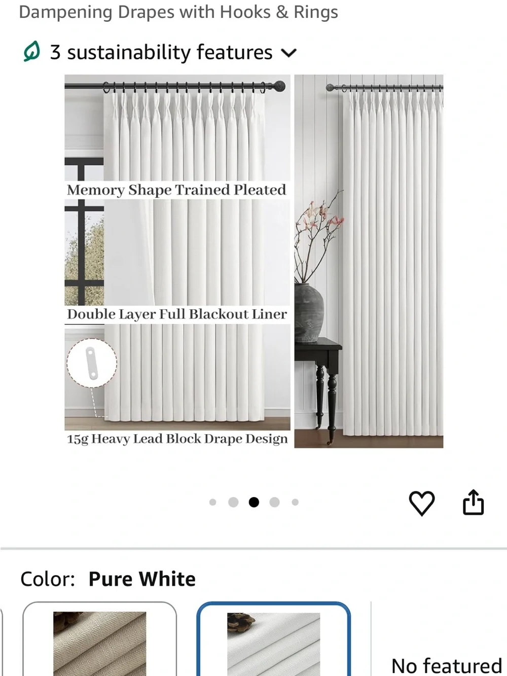 NEW Blackout Pinch Pleated Curtains in White - 92”L x 40”W